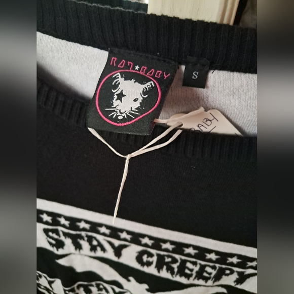 Rat Baby Y2k Vintage Goth Stay Creepy Christmas Sweater! Knit Like New!!! - Picture 3 of 5